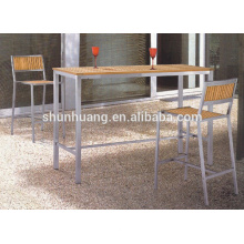 Cafe bar sets furniture chairs and table plastic wood metal frame bar furniture